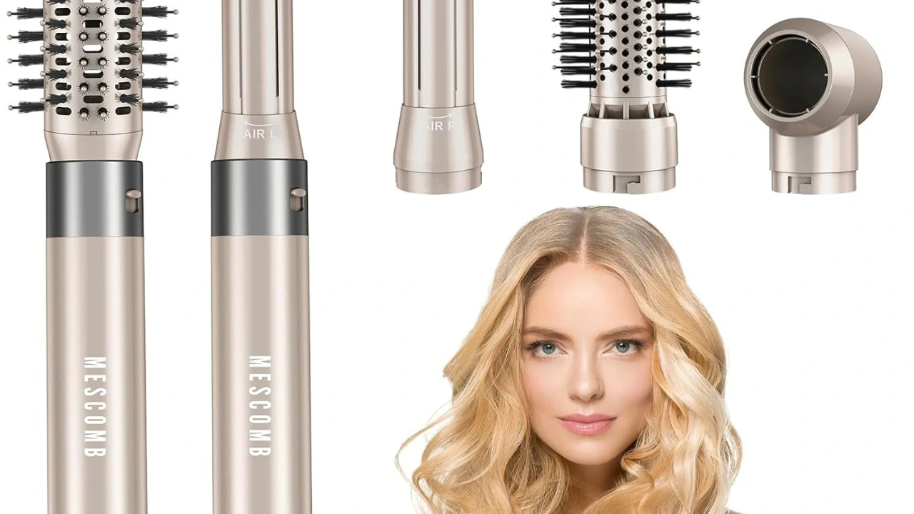 5-in-1 Hair Air Styler – Rotating Hair Dryer Brush with 110,000 RPM for Fast Drying & Hot-Air Automatic Curling, Frizz-Free Styling, and Heat Protection